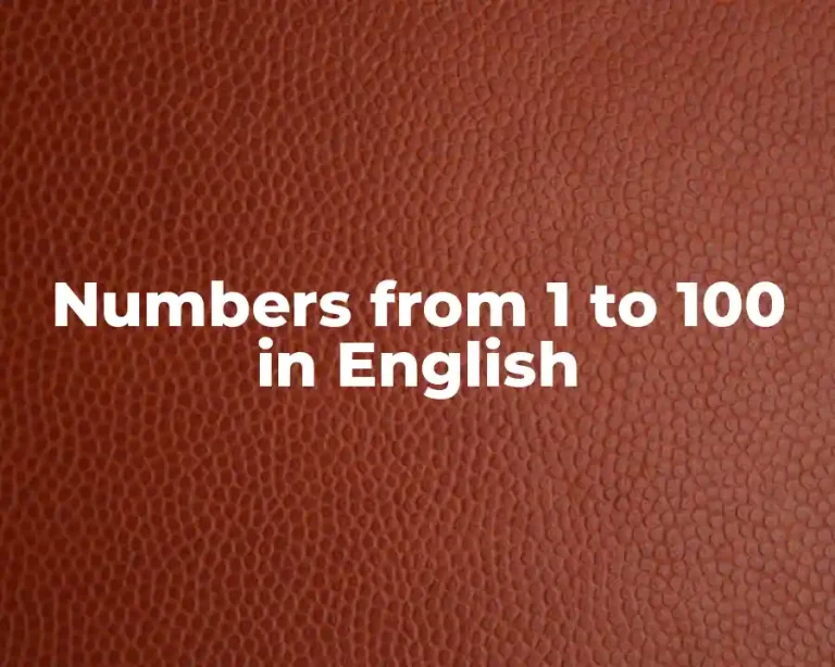 Numbers from 1 to 100 in English