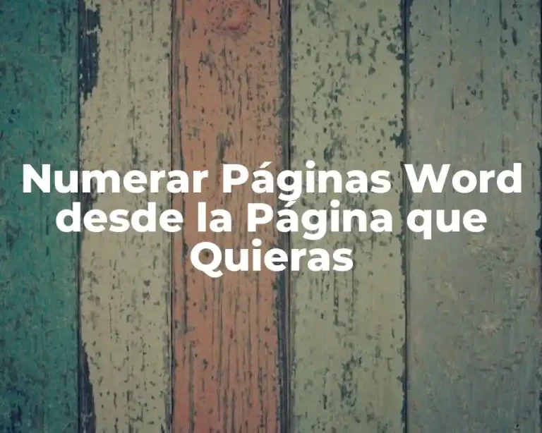 Numerar Páginas Word desde la Página que Quieras