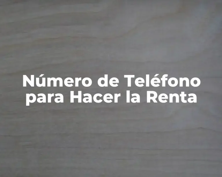 Número de Teléfono para Hacer la Renta