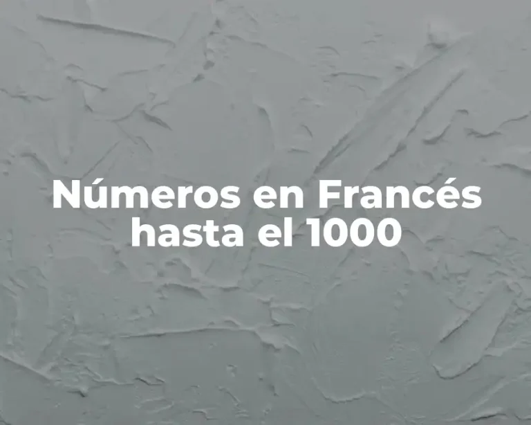Números en Francés hasta el 1000