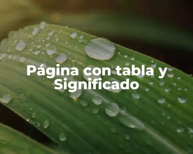 Página con tabla y Significado
