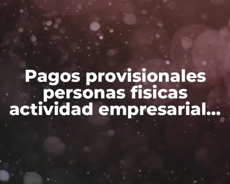 Pagos provisionales personas fisicas actividad empresarial en Excel
