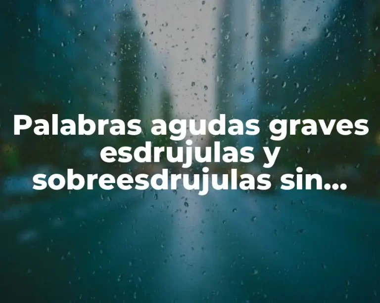 Palabras agudas graves esdrujulas y sobreesdrujulas sin tilde