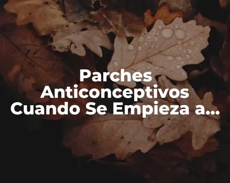 Parches Anticonceptivos Cuando Se Empieza a Usar