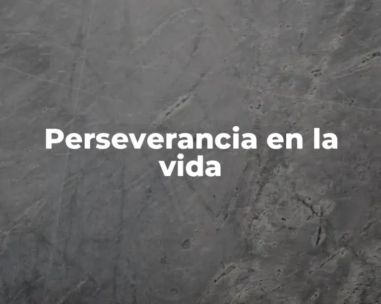 Perseverancia en la vida