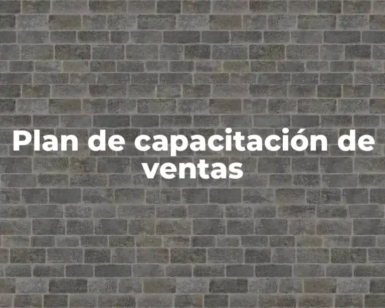 Plan de capacitación de ventas
