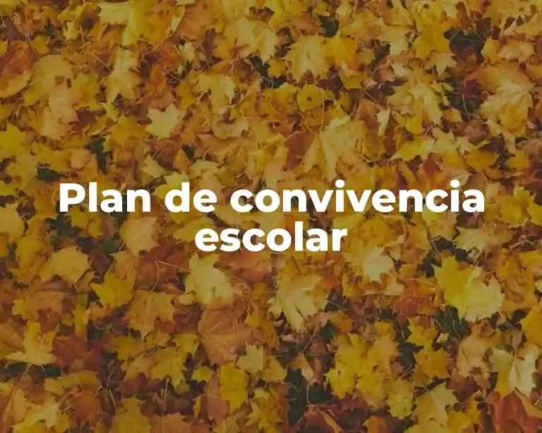 Plan de convivencia escolar