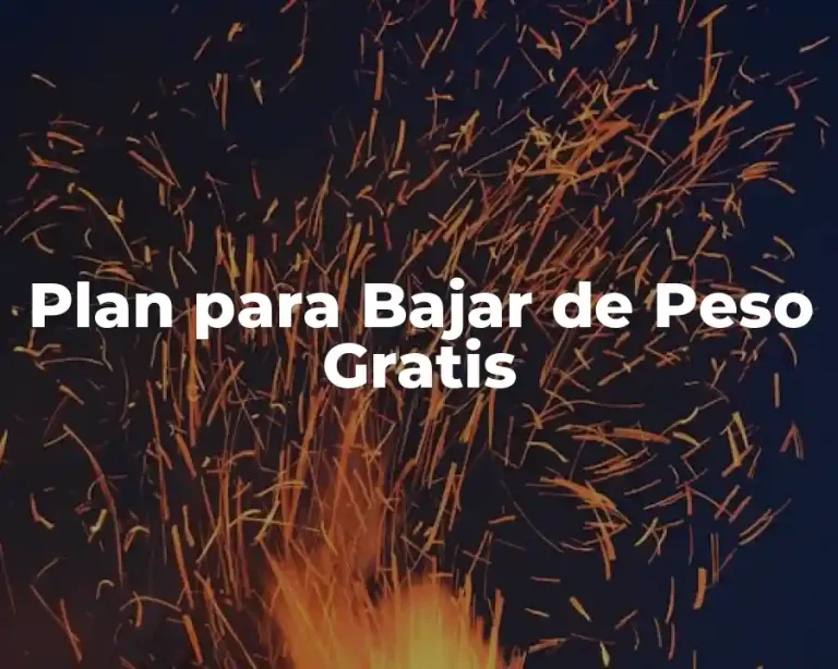 Plan para Bajar de Peso Gratis