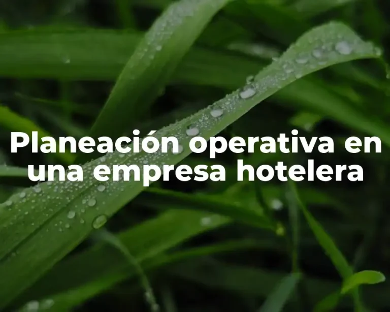Planeación operativa en una empresa hotelera