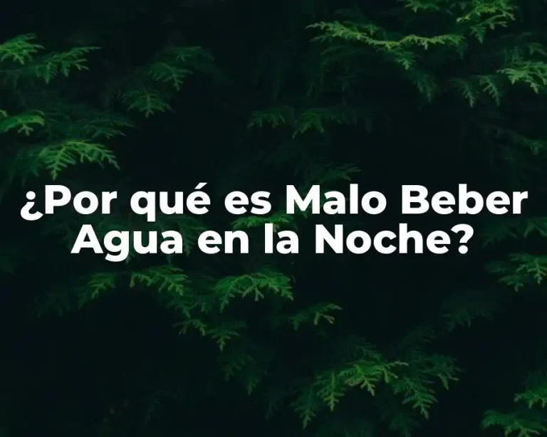 ¿Por qué es Malo Beber Agua en la Noche?
