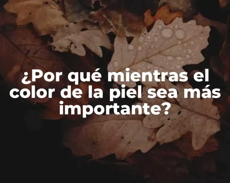 ¿Por qué mientras el color de la piel sea más importante?