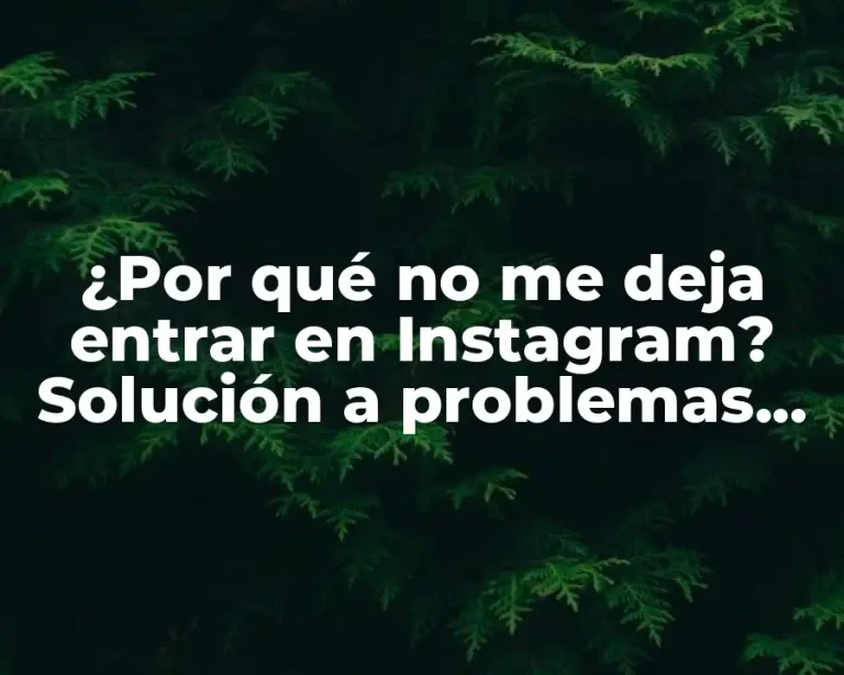 ¿Por qué no me deja entrar en Instagram? Solución a problemas de acceso