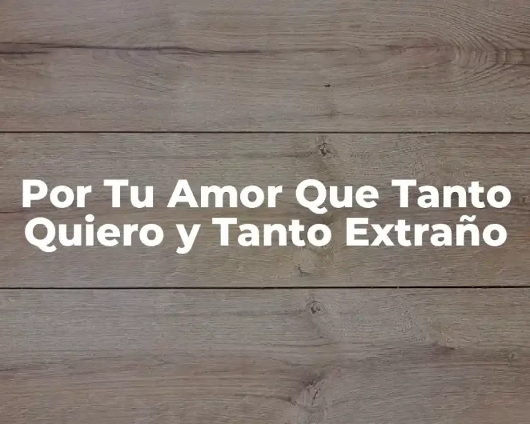 Por Tu Amor Que Tanto Quiero y Tanto Extraño