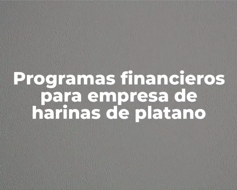 Programas financieros para empresa de harinas de platano