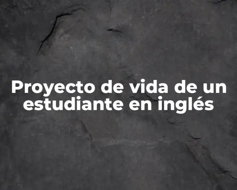 Proyecto de vida de un estudiante en inglés
