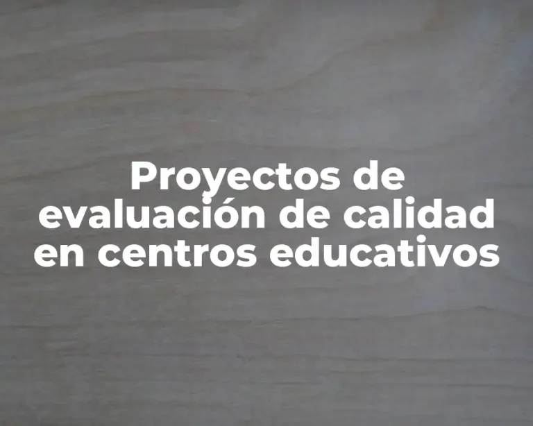 Proyectos de evaluación de calidad en centros educativos