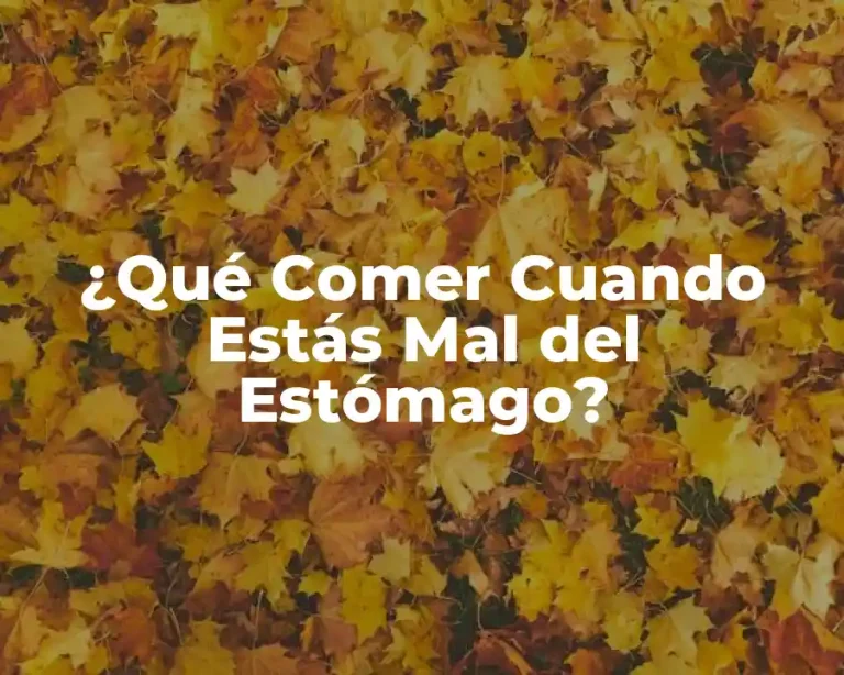 ¿Qué Comer Cuando Estás Mal del Estómago?