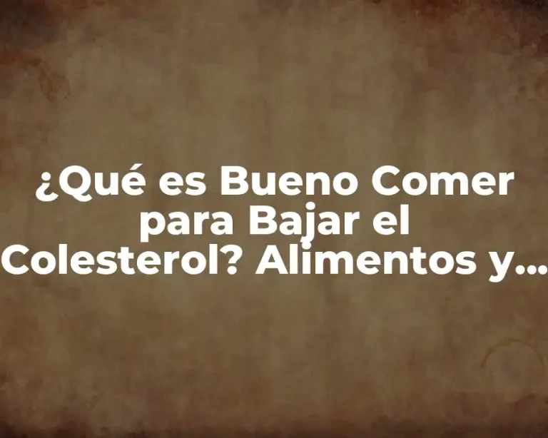 ¿Qué es Bueno Comer para Bajar el Colesterol? Alimentos y Dieta para Reducir los Niveles de Colesterol
