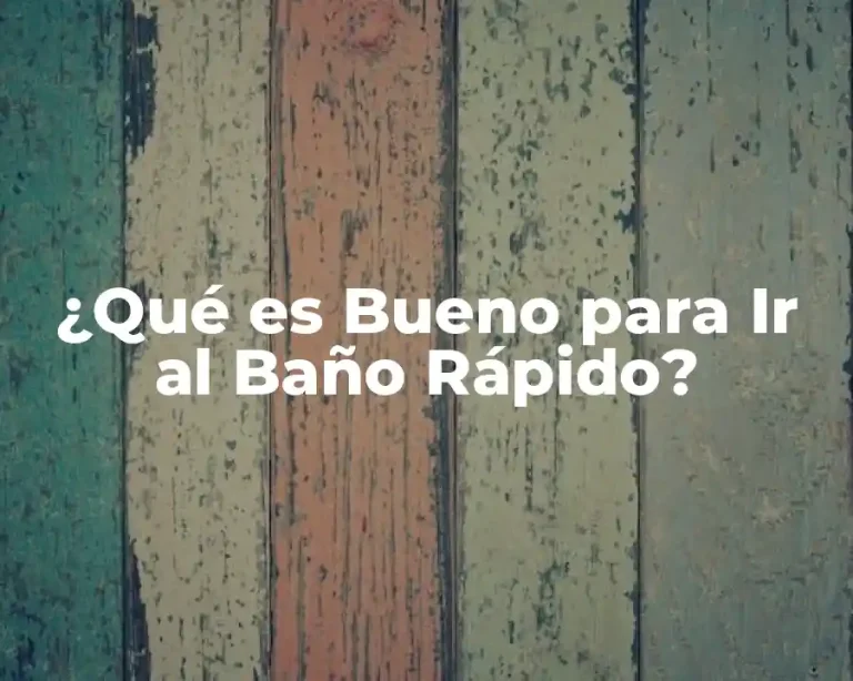 ¿Qué es Bueno para Ir al Baño Rápido?