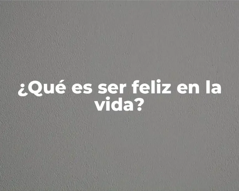 ¿Qué es ser feliz en la vida?
