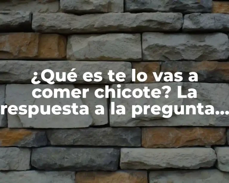 ¿Qué es te lo vas a comer chicote? La respuesta a la pregunta del momento