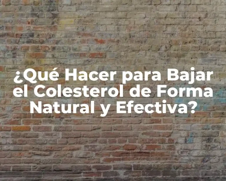 ¿Qué Hacer para Bajar el Colesterol de Forma Natural y Efectiva?
