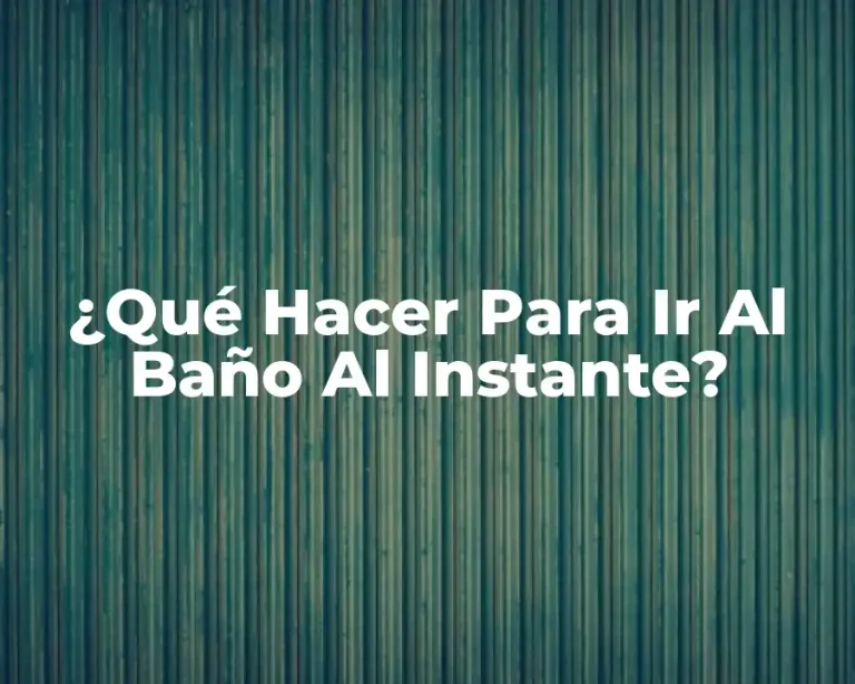 ¿Qué Hacer Para Ir Al Baño Al Instante?