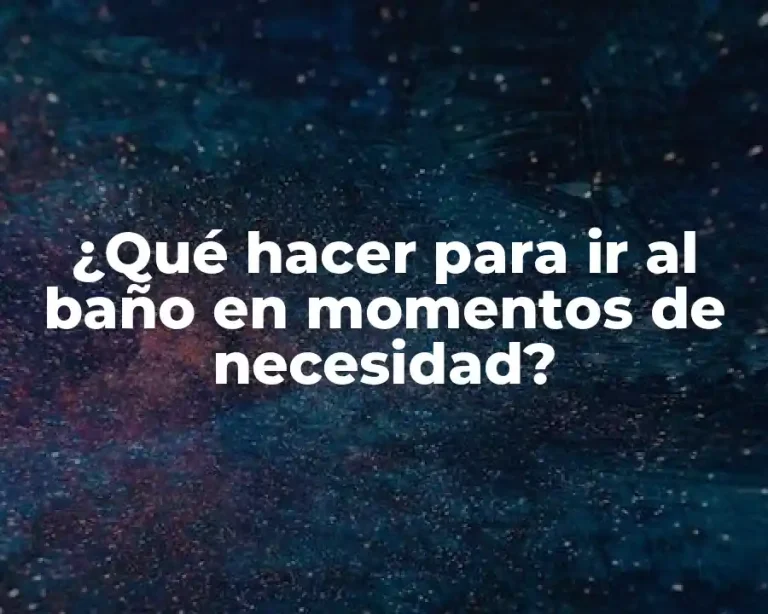 ¿Qué hacer para ir al baño en momentos de necesidad?