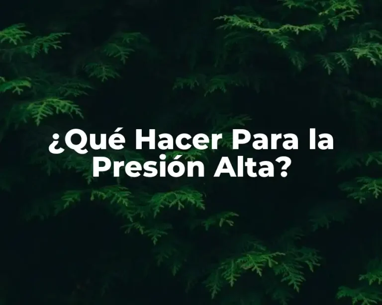 ¿Qué Hacer Para la Presión Alta?