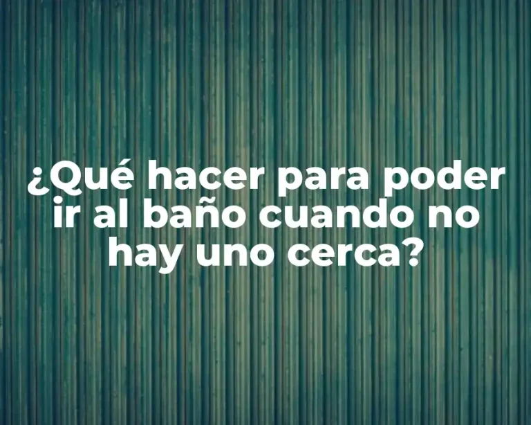 ¿Qué hacer para poder ir al baño cuando no hay uno cerca?