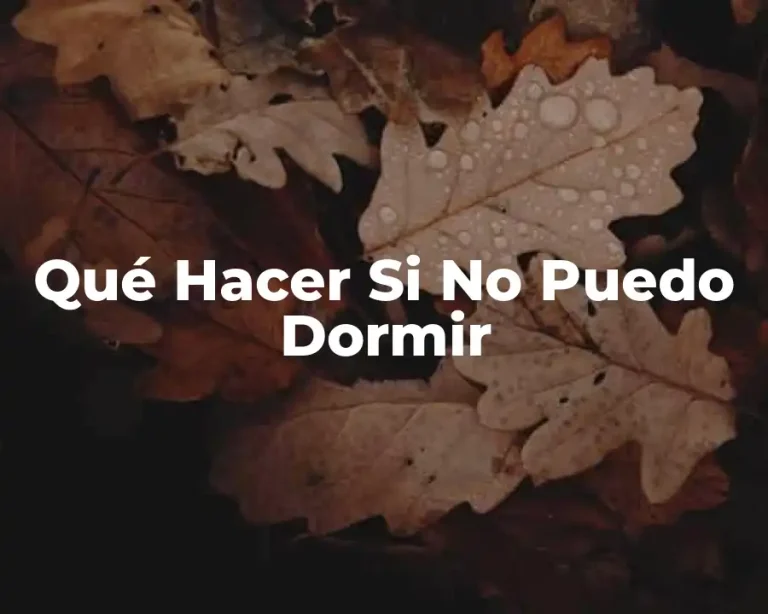 Qué Hacer Si No Puedo Dormir