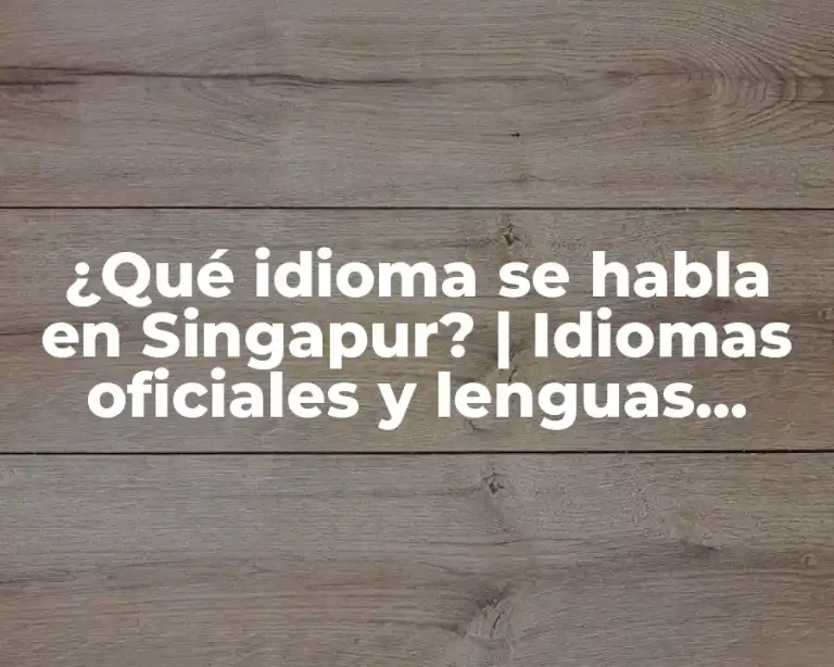 ¿Qué idioma se habla en Singapur? | Idiomas oficiales y lenguas habladas