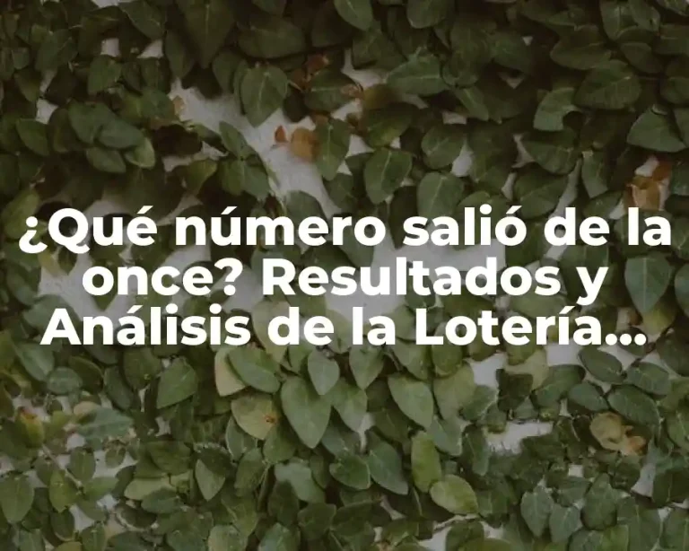¿Qué número salió de la once? Resultados y Análisis de la Lotería Nacional