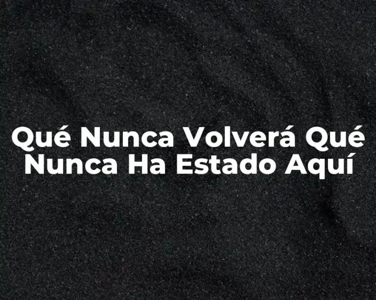 Qué Nunca Volverá Qué Nunca Ha Estado Aquí