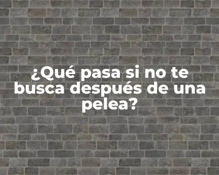 ¿Qué pasa si no te busca después de una pelea?