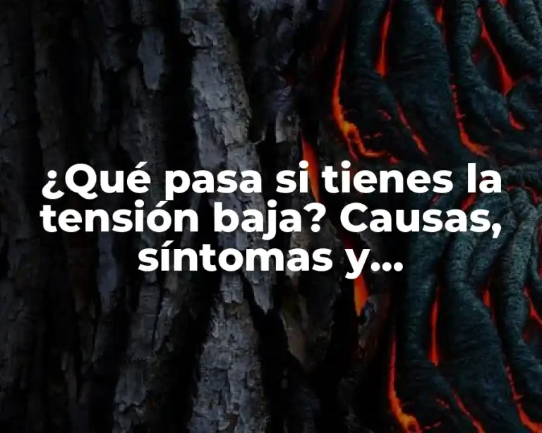 ¿Qué pasa si tienes la tensión baja? Causas, síntomas y tratamientos