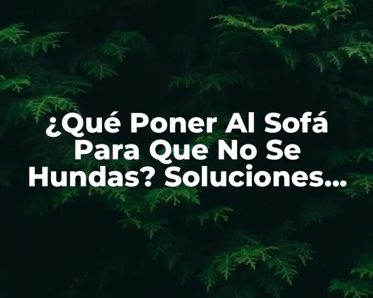 ¿Qué Poner Al Sofá Para Que No Se Hundas? Soluciones Prácticas y Efectivas