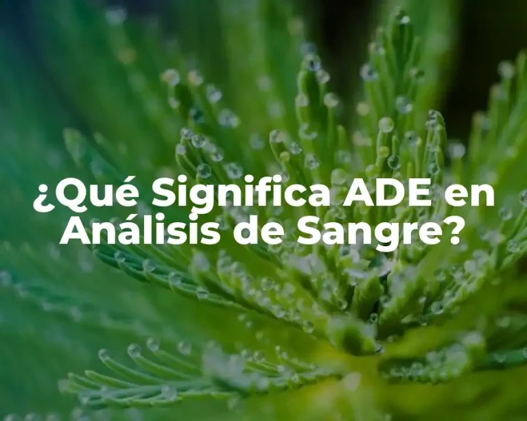 ¿Qué Significa ADE en Análisis de Sangre?