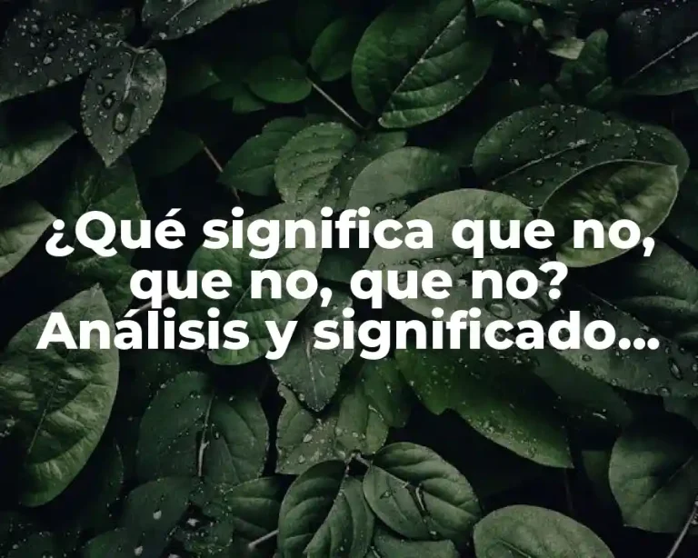 ¿Qué significa que no, que no, que no? Análisis y significado detrás de esta expresión