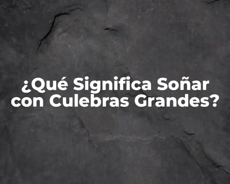 ¿Qué Significa Soñar con Culebras Grandes?