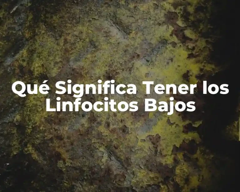 Qué Significa Tener los Linfocitos Bajos