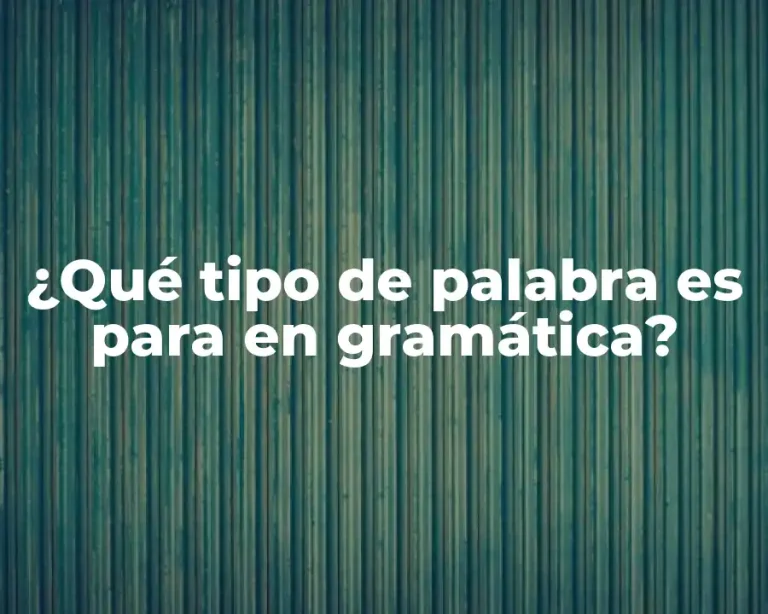 ¿Qué tipo de palabra es para en gramática?