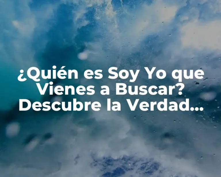 ¿Quién es Soy Yo que Vienes a Buscar? Descubre la Verdad sobre esta Enigmática Figura