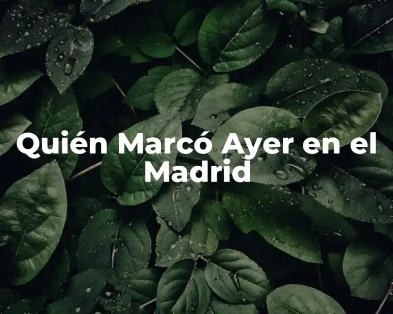 Quién Marcó Ayer en el Madrid