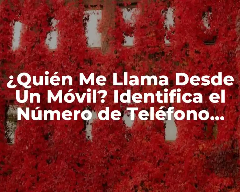 ¿Quién Me Llama Desde Un Móvil? Identifica el Número de Teléfono Desconocido