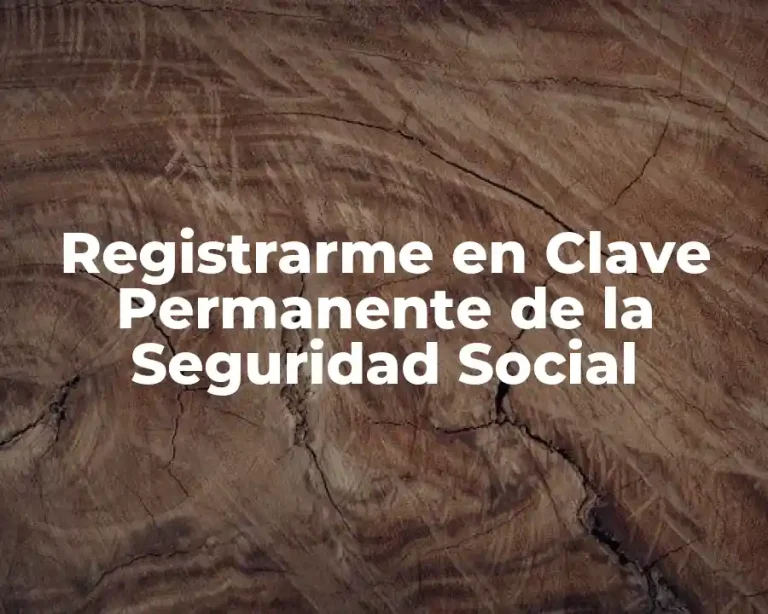 Registrarme en Clave Permanente de la Seguridad Social