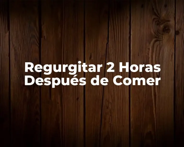Regurgitar 2 Horas Después de Comer