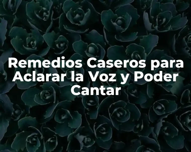 Remedios Caseros para Aclarar la Voz y Poder Cantar