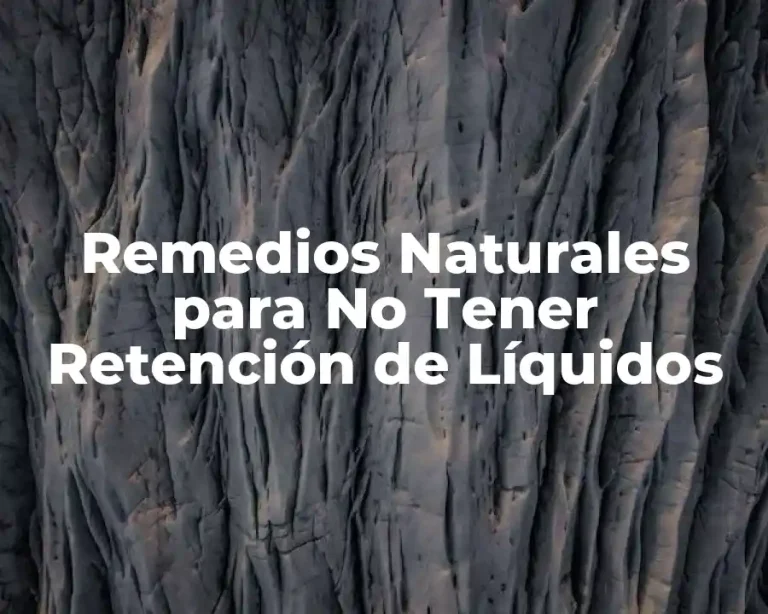 Remedios Naturales para No Tener Retención de Líquidos