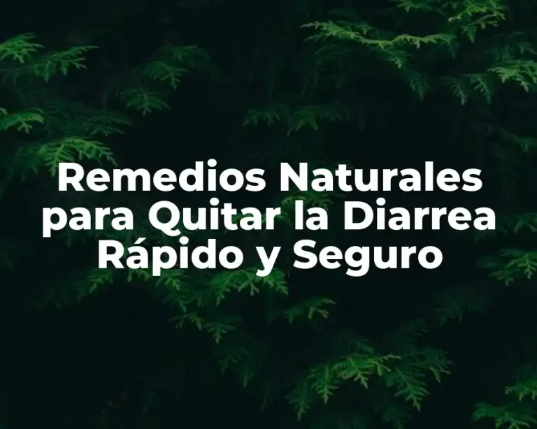 Remedios Naturales para Quitar la Diarrea Rápido y Seguro